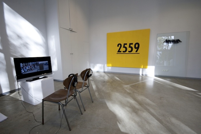 Acts of Refusal in Tartu Artists Association House, 2011. Martijn in't Veld, Received Number, oil on canvas, 175:200, 2011.