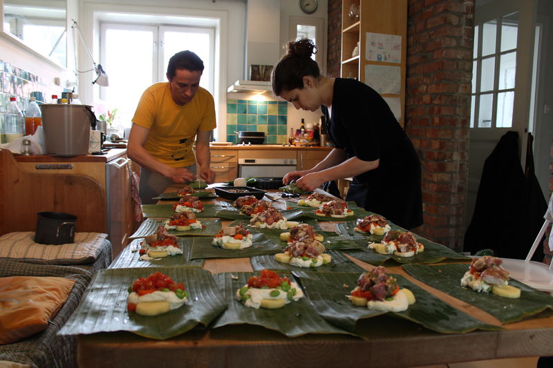 Cooking-Moussaka.Juan-and-Persa