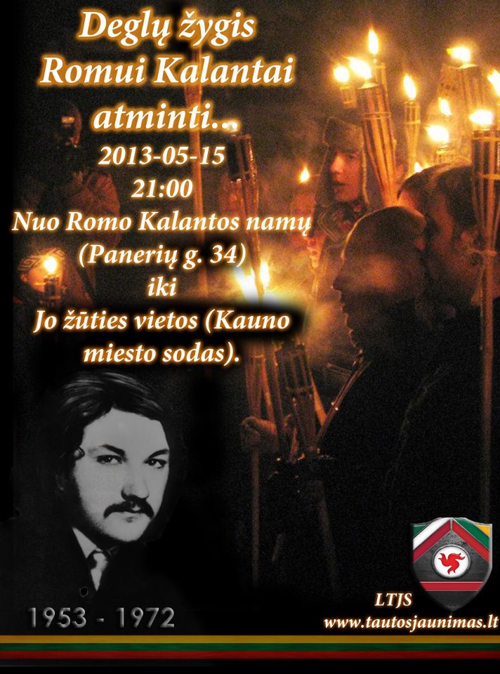 Poster inviting to a torch march in memory of Romas Kalanta