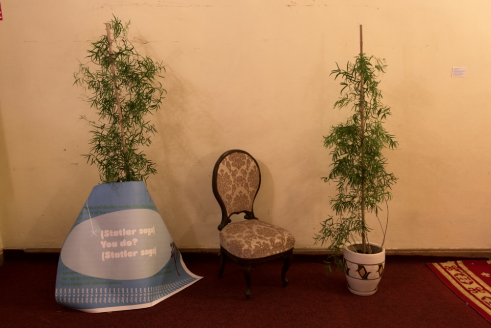 Nicholas Matranga and Post Brothers, A character study of Statler and Waldorf with Joshua tree inspirational coaches, Two A0 Posters with potted plants